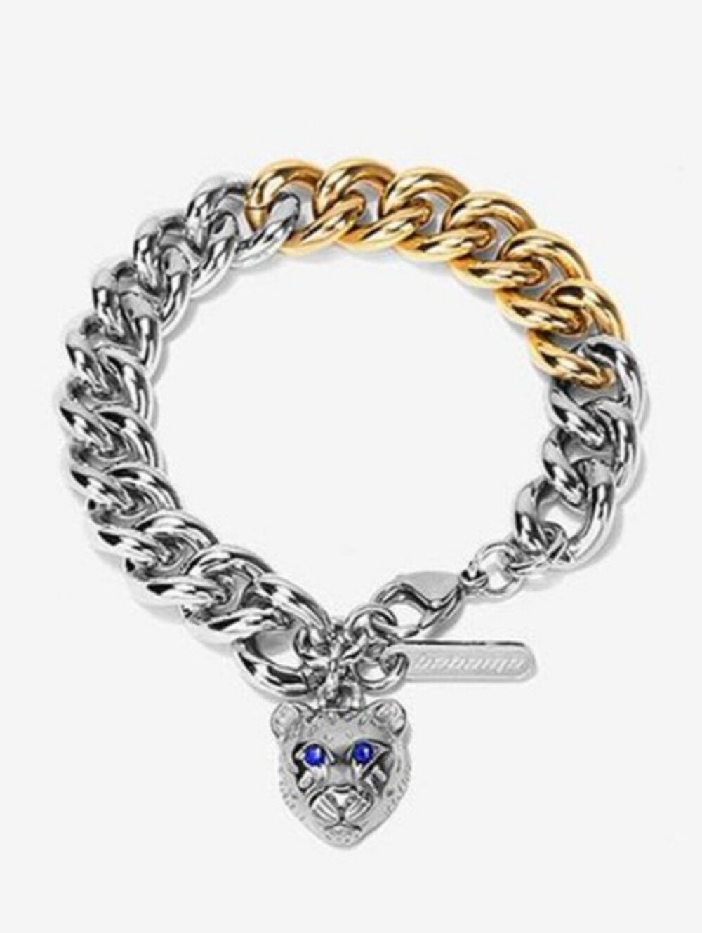Stainless Steel Link Snow Leopard Bracelet